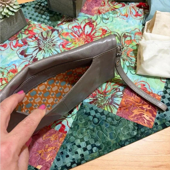 HOBO Metallic Gray Wristlet Clutch - Picture 3 of 4